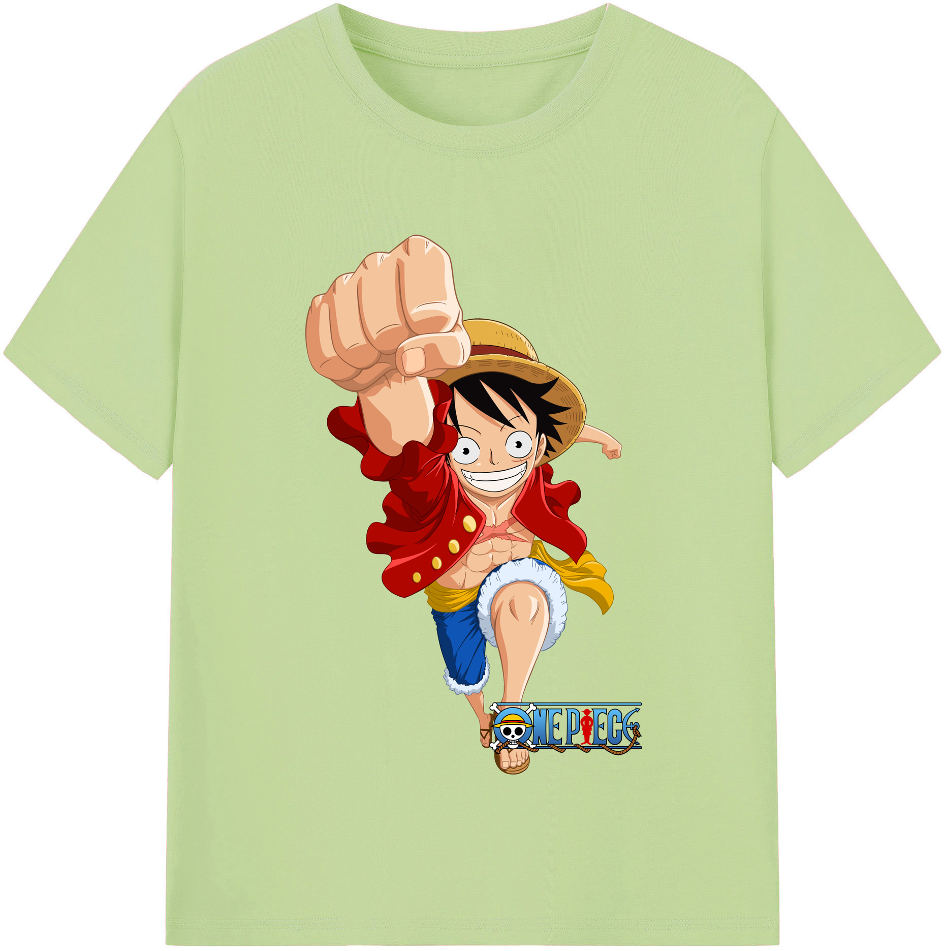ワンピース モンキー・D・ルフィ ONE PIECE Monkey D. Luffy 綿100％半袖Tシャツ（フロントプリント）